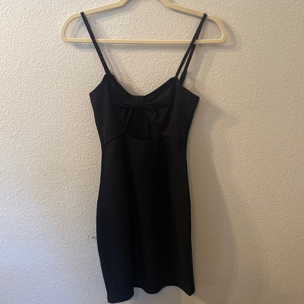 SHEIN Black Mini Dress with Front Bow